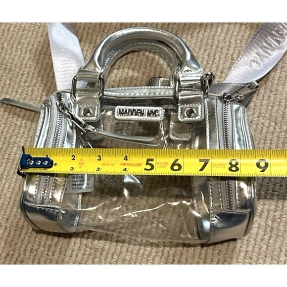 Madden NYC Clear & gray Stadium barrel bag Crossbody removable strap + handles - Picture 8 of 16